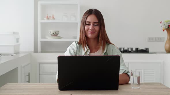 Excited Girl Winner Looking at Screen Monitor Celebrating Success Concept alt