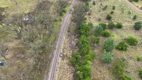 Aerial View of Drone Flying Over Railways Line