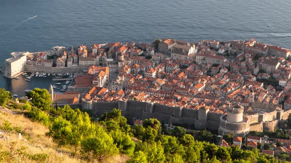 Time Lapse Of Dubrovnik. Game of Thrones Filming Location. View From the Height of Dubrovnik. Sunset