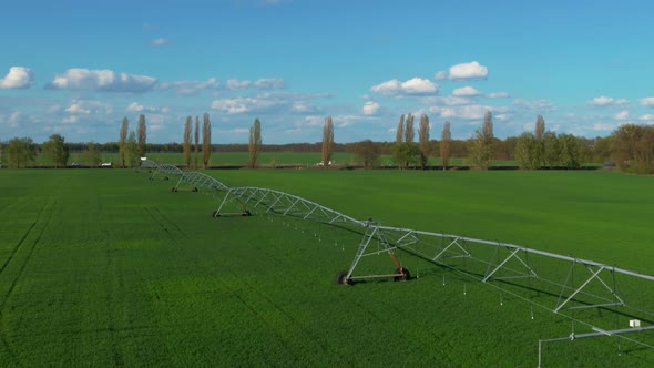 Irrigation Farming Field Aerial View