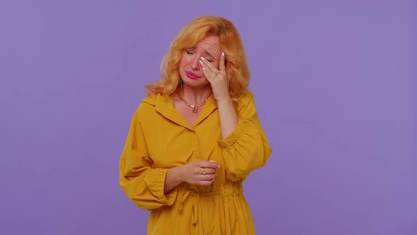 Upset Disappointed Girl Wipes Tears and Cries From Despair Being Sad Because of Unfair Things alt