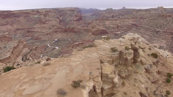 Aerial view of the Little Grand Canyon past legde of overlook alt