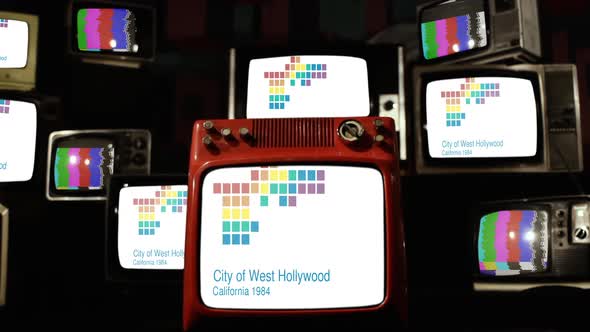West Hollywood Flag on Assorted Retro TVs alt