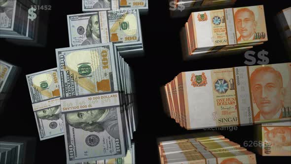 Dollar and Singapore Dollar money exchange loop animation alt