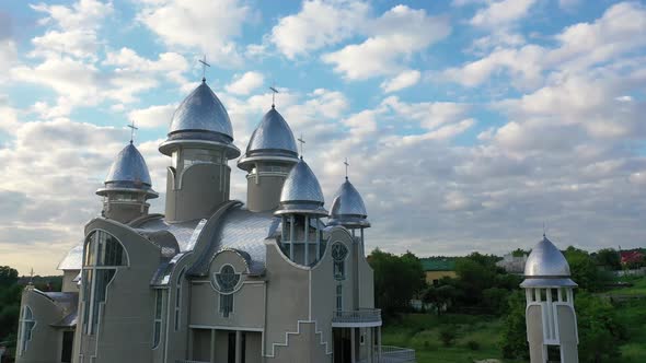 Aerial View of Church of the Holy Prophet Elijah at Truskavets Ukraine alt