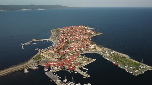 Aerial View of Nesebar Ancient City on the Black Sea Coast of Bulgaria alt