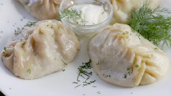 Uzbek Food  Manti Stuffed Dumplings