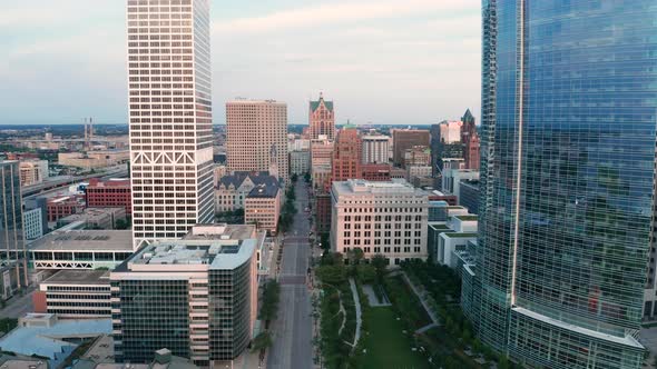 Milwaukee Wisconsin Great Lake Michigan Aerial View Downtown 4K UHD