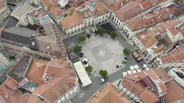 Leiria square in central downtown, traditional Portuguese urban city, Portugal