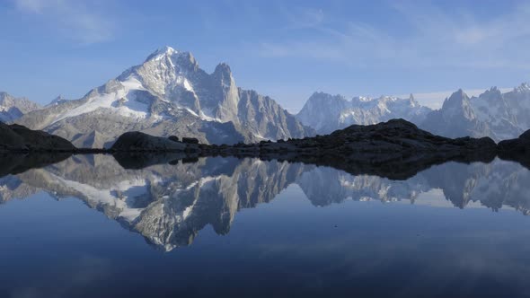 Colourful Sunset on Lac Blanc Lake in France Alps