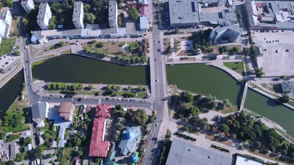 Top View on the Urban Town Contaminate with Harmful Substances alt