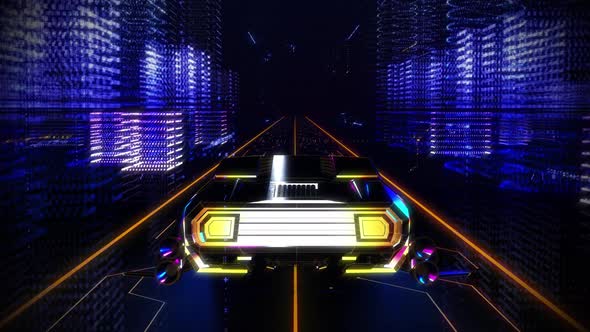 Car Driving in Digital Environment. Computer Graphics.Virtual World.3D Animation alt