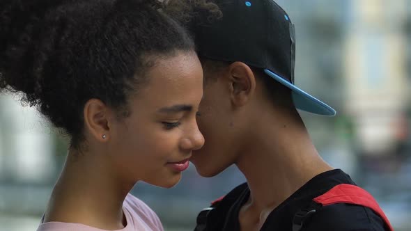 Young Multiethnic Couple Hugging, Enjoying Romantic Pastime Together, Love alt