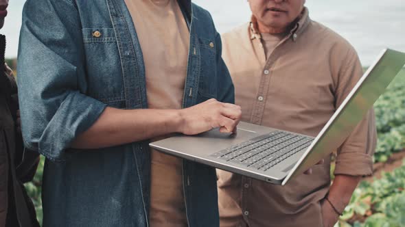 Farm Workers Using Laptop alt