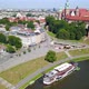 Aerial View of Vistula River and Tourist Boats near Wawel Castle Krakow, Poland - VideoHive Item for Sale