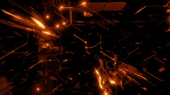 Futuristic Abstract Orange Cyberspace Gaming Loop Background with Crypto Currency Design Concept