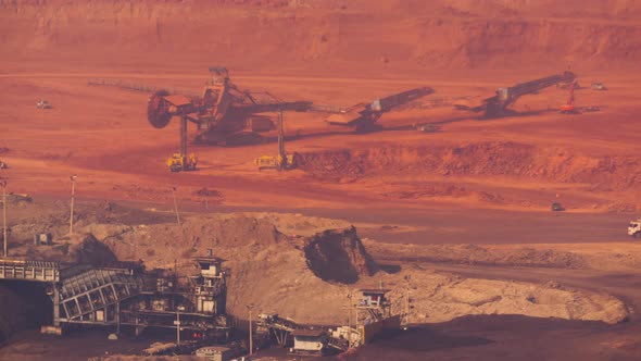 large machinery and vehicles Mining and transporting coal from mines.