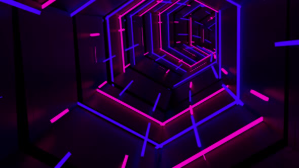 Running In Neon Light Tunnel 02 HD alt