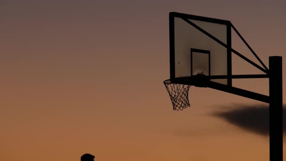 Hoop and Net for Basketball Game Silhouette