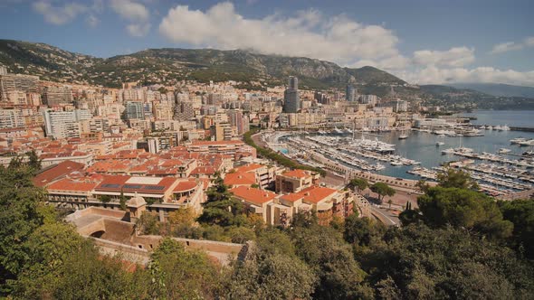 Panoramic View of Monte Carlo Harbour in Monaco
