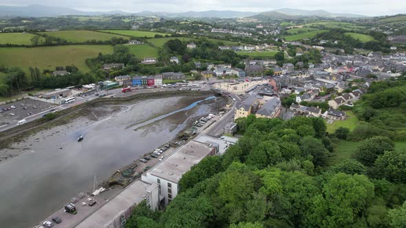 Bantry town in south west County Cork, Ireland aerial drone footage 4K alt