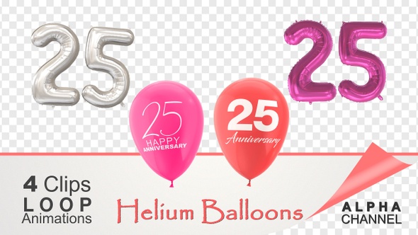 25 Anniversary Celebration Helium Balloons Pack