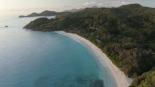 Aerial view of beautiful coastline, GrandAnse Mahe, Seychelles. alt