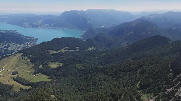 Aerial of Schafberg Summit Upper Austria alt