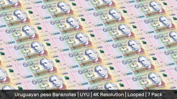 Uruguay Banknotes Money / Uruguayan peso / Currency $ / UYU/ | 7 Pack | - 4K alt