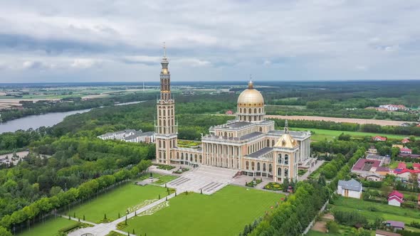 Aerial view of  Basilica of Our Lady of Lichen, Poland