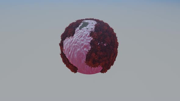 Earth's rotation with red ocean at noon alt