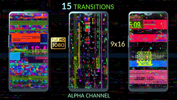 Cyber Glitch Transitions - Vertical 9x16