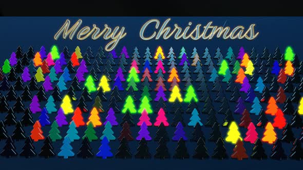 Christmas Card with Multicolor Garland Light Bulbs in Form of Christmas Tree on Plane alt