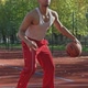 Man Training Basketball at Sunny Weather - VideoHive Item for Sale