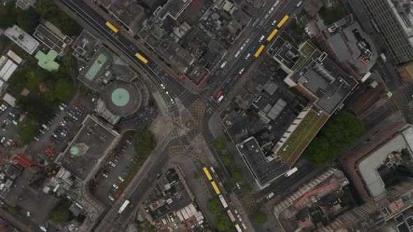 Aerial Birds Eye Overhead Top Down Panning View of Traffic in Streets Around Parnell Monument alt