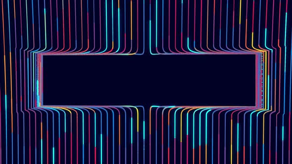 3d Abstract Bg with Glow Particles Form Red Blue Lines with Rectangle Copy Space in Center alt
