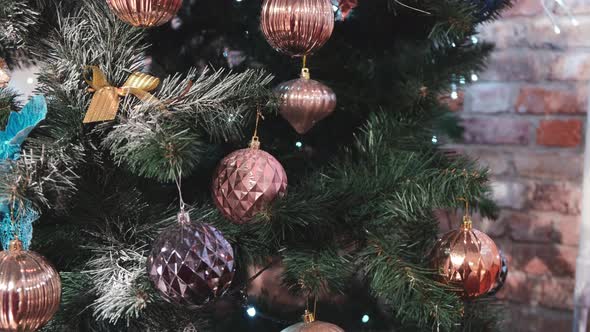 Decorated Christmas Tree with Garland Lights