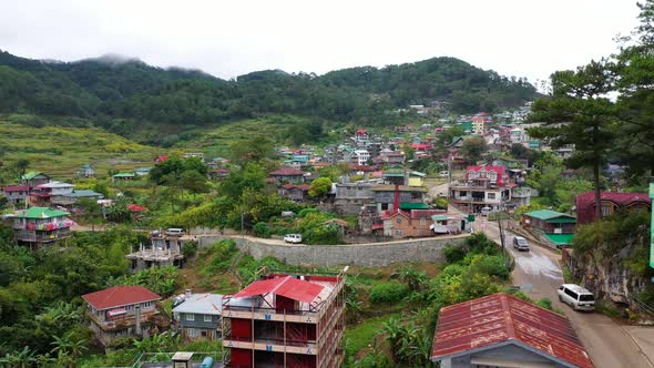 Aerial View Town of Sagada, Located in the Mountainous Province of Philippines. City in the Valley alt