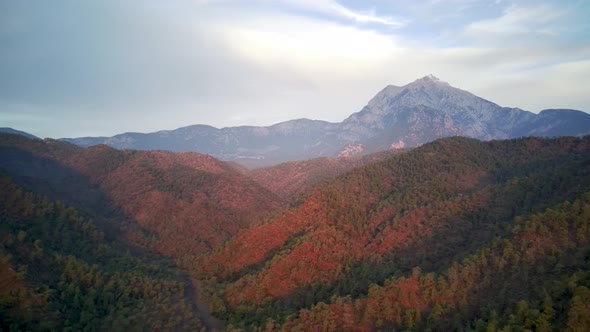 The drone view on the natural park among tracking path:"likya yolu" in South Turkey, Antalya alt