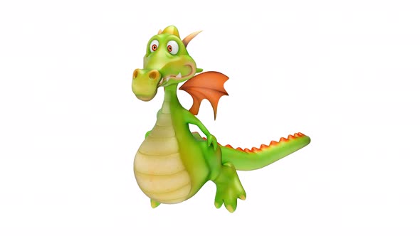 4K fun cartoon animation of a Dragon with alpha alt