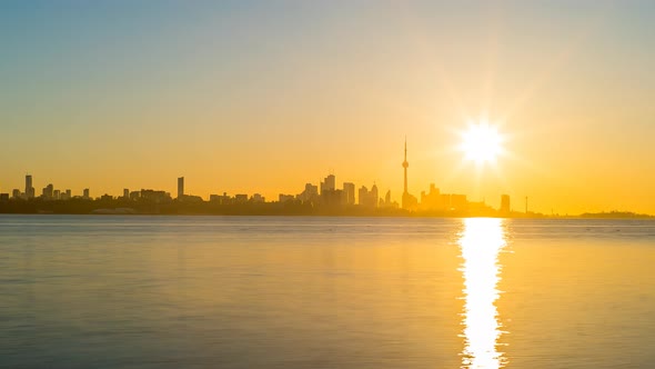 Toronto Skyline Time Lapse Sunrise Ontario City Scape Lake