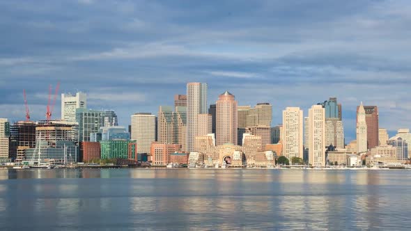 Timelapse of Boston Skyline in Massachusetts - USA