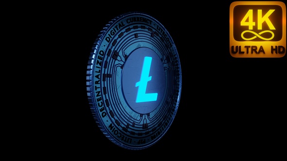 Litecoin Crypto Coin Peer To Peer Transactions Altcoin 3D Animation 4K ​Seemless Loop futuristic art alt