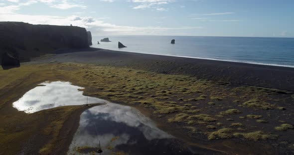 Wetlands and Coastline at Dyrholaey Iceland