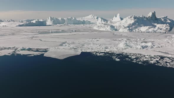 Drone Over Sea And Ice Of Ilulissat Icefjord alt