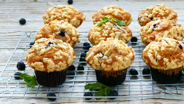 Sweet dessert with blueberry muffin alt