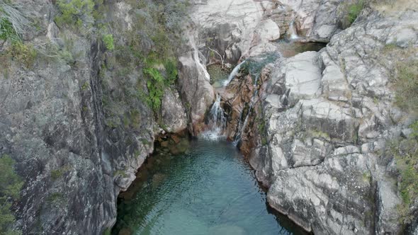 Crystal clear water stream and natural pool, Cascata da Portela do Homem, Parque Nacional Geres