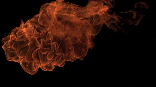 Thick fire ball moving in slowmotion alt