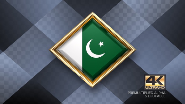 Pakistan Flag Rotating Badge 4K Looping with Transparent Background