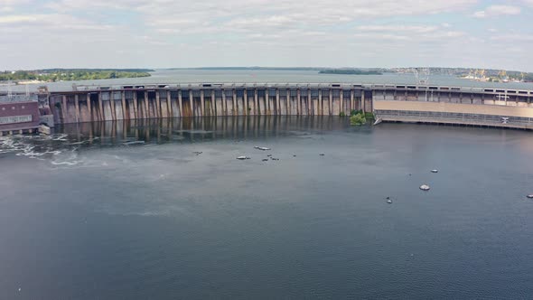 Beautiful Nature Near the River. Dnieper Hydroelectric Power Station in Zaporozhye alt